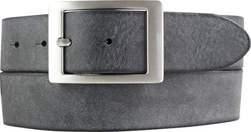 BELTINGER Herren-Gürtel aus weichem Vollrindleder mit Doppel-Schnalle Vintage-Look 4 cm | Jeans-Gürtel für Herren 40mm | Ledergürtel Used-Look | Schwarz 125cm
