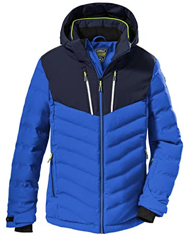 killtec (KILAH Jungen Skijacke/Jacke in Daunenoptik mit abzippbarer Kapuze und Schneefang KSW 163 BYS SKI QLTD JCKT, neon blue, 128, 38496-000