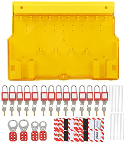 Sonew Lock Out Tag Out Kits, Security Lock Set Including Padlocks Keys Hasps Hangtags Visual Lockout Kit Board with Cover for Factory Warehouse
