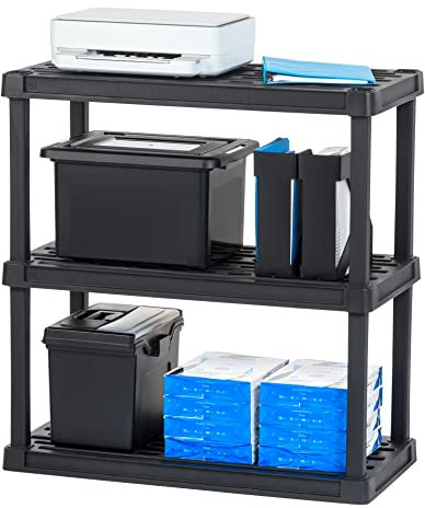 Iris USA 3-stöckiges robustes Kunststoffregal, 96,3 cm hoch, 45,4 kg pro Regal, modulares Garagenregal, Aufbewahrungs-Organizer für Zuhause, Keller, Waschküche und Hauswirtschaftsraum, 45 cm T x 90 cm