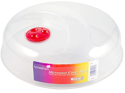 Homeshopa Microwave Plate Cover, Microwave Splatter Guard Lid with Steam Vents, Plastic Transparent Ventilated Food Plate Dish Cover Kitchen Cooking, BPA Free & Dishwasher Safe, 30Cm (Pack of 1)