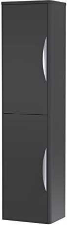 nuie PMP1463 Parade Modern Bathroom Wall Hung 2 Door Tall Unit, 350mm, Satin Anthracite