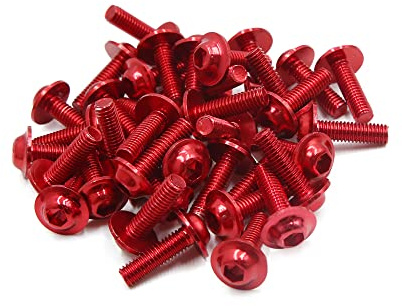 A ABSOPRO M6 Moto Esagonale Presa Testa Bulloni Paraurti Vite Rosso (40 Set)