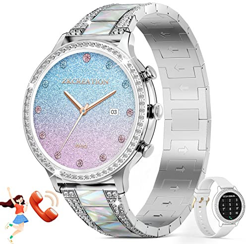 Smartwatch Donna, Smart Watch con Chiamate Bluetooth e Risposta Vivavoce, Frequenza Cardiaca, Sonno, Contapassi da polso,SpO2, Notifiche Messaggi Whatsapp, Calorie, Activity Tracker per Android iOS
