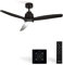 CREATE / WINDSTYLACE/Ventilatore da soffitto con luce controllo a parete e telecomando, nero / 40W, silenzioso, Ø132 cm, 6 velocità, timer, estate-inverno, doppia altezza, motore DC