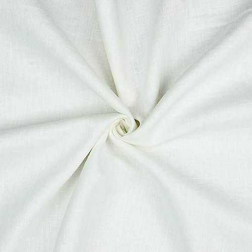 Leinen Stoff Meterware Uni 40 farben 100% Leinenstoff Naturstoff OEKO-TEX 140cm Breite (002 I Weiß)