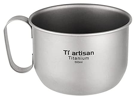ERYUE Outdoor Titanium Becher-500ml Titan Wasser Tasse Kaffeetasse Outdoor Camping Wandern Backpacking