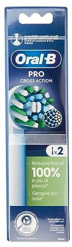 Oral-B Pro Cross Action Aufsteckbürsten für elektrische Zahnbürste, wiederaufladbar, 2 Stück