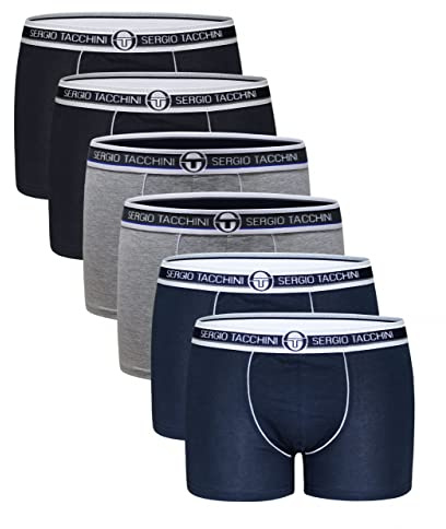 Sergio Tacchini Herren Boxershorts Cotton Stretch Baumwolle, Art. 9000 6er-Pack Mehrfarbig L