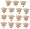 HOMSFOU 15PCS cabinet door knobs natural wood knob wood door knobs glass drawer pulls wood handle mushroom knob unfinished dresser glass cabinet knobs single round Wooden kitchen cabinet