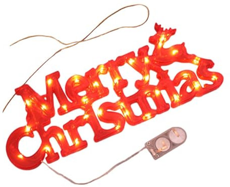 Plaque Lumineuse de Noël, Signe Néon Joyeux Noël, Panneau Suspendu de Noël, Signes de Décoration Murale pour La Maison, Porche, Fournitures de Cadeaux de Noël, Décoration Joyeux Noël Panneau, Rouge