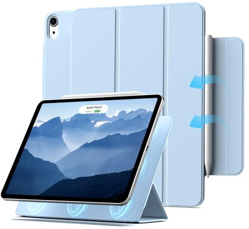 ZKTUYU Magnetisch Hülle für iPad Air 11 Zoll M3/M2 (2025/2024), iPad Air 5/4 (10,9-Zoll, Modell 2022/2020, 5./4. Generation), Magnetisch Befestigung, Schlank Case, unterstützt Pencil Pro/USB-C, Blau