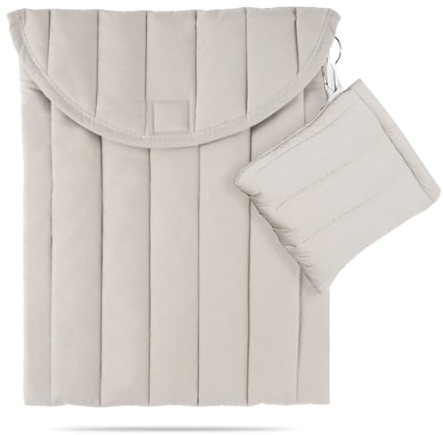 Linpr Puffy Laptop Sleeve 13-14 Zoll Soft Laptop Case Grau Set | Kompatibel mit 15-16 Zoll MacBook Pro/Air, Asus/Dell Xps/Lenovo Laptops, schützende Tragetasche für Damen und Herren