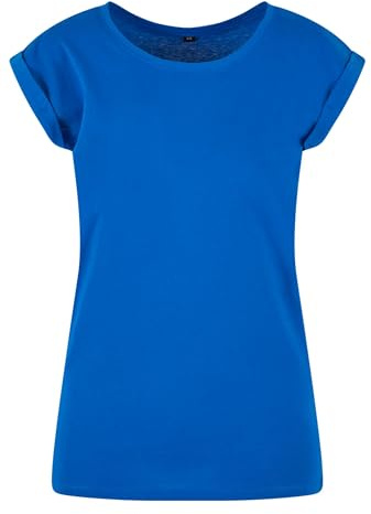 Build Your Brand Damen T-Shirt Ladies Extended Shoulder Tee, lang geschnittenes T-Shirt für Frauen, Baumwolle, Bright Blue, 4XL