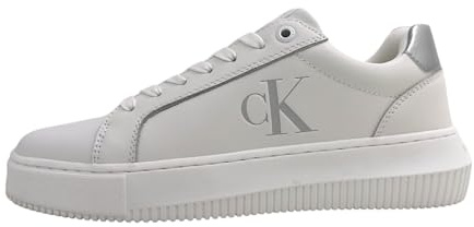 Calvin Klein Damen Cupsole Sneaker Chunky Laceup Low Top, Weiß (Bright White/Silver), 37
