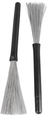 Dilwe 2PCS Drum Percussion Brush, Portable Steel Wire Drum Brushes Telescopic Drum Sticks Percussion Accessories