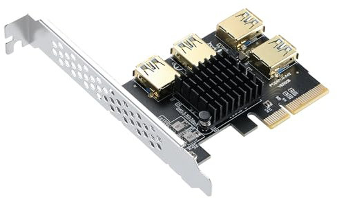 YABOANG PCIe 1 to 4 PCI rise 16X ASIC Miner/USB Bitcoin Miner/GPU mining rigs,PCI-E 4X to External 4 USB 3.0 Adapter Converter w/Large Heatsink,PCIE Splitter Multiplier Extender Card