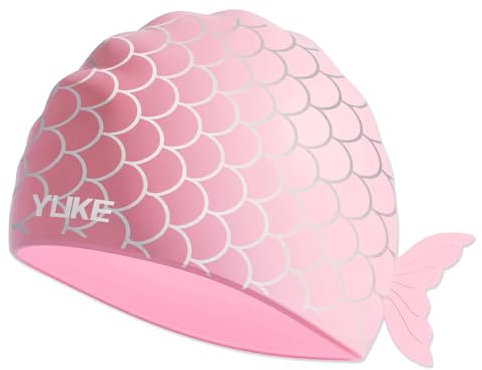 OLYSPM Gorro Piscina Niño,Gorro Piscina Niña,Gorro Natacion de Silicona de Gran Elasticidad y Extensibilidad,Gorro de Piscina Impermeables para Niños y Niñas de 3 a 14 Años