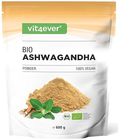 Bio Ashwagandha Wurzel Pulver 600g - 100% echtes indisches Ashwagandha (Withania Somnifera) aus kontrolliert biologischem Anbau - Premium Qualität - Vegan
