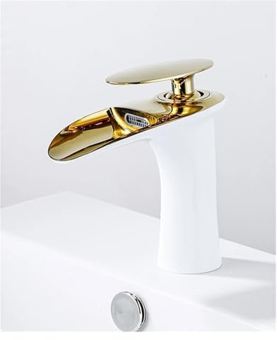 JMORCO Grifo Lavabo Grifos de Lavabo, Grifo Antiguo de Cobre, Lavabo de Cobre Retro, Mueble de baño frío y Caliente, Cascada(Color:E)