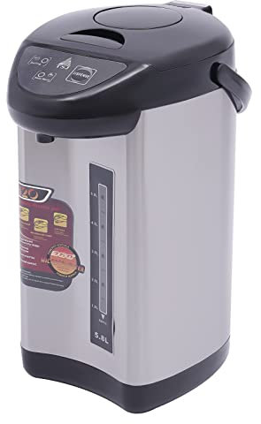 Thermopot Wasserspender 4 Liter Edelstahl Heißwasserspender Dispender 750W Glühweinkocher Teekocher (Schwarz)