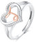 INFUSEU Damen Ring Mit Initialen, 925 Sterling Silber J Buchstabe Herz Offener Ringe Buchstabenform Initial Name Alphabet A-Z Verstellbar Personalisierter Schmuck Geschenke für Frauen Damen Mädchen