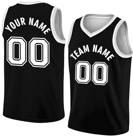 AIFLM Benutzerdefiniert Basketball Trikot Shirt und Shorts 2 Teiliges Set Jeder Name Nummer Team, Basketball Trikot Jungen Männer Personalisierte Basketball Shirt, S-5XL