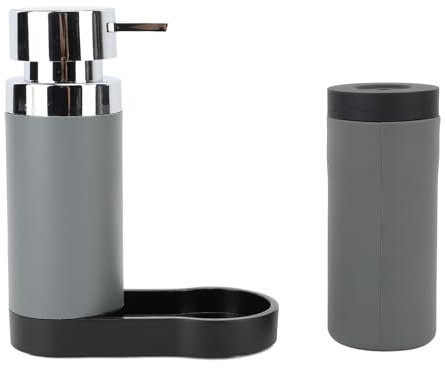 Spülmittelspender, Seifenlotion Behälterflasche, Handseifenspender mit Tablett, Silikonharz, Anti Tropf Flüssigseife, Shampoo Spender Organizer für Küchenspüle, Badezimmer