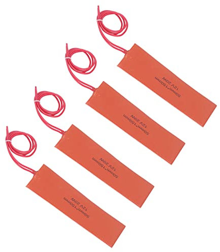 Akozon 4 Pcs 12V 20W Silicone Rubber Heating Pad, Flexible Silicone Heater Mat, High-Efficiency Rubber Heating Blanket for Industrial Equipment, Thin and Flexible