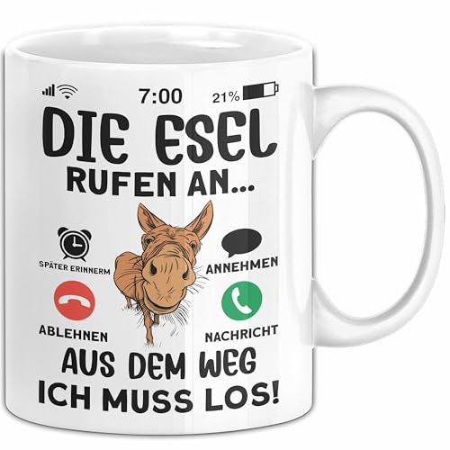 Esel Liebhaber Tasse Geschenk Die Esel Rufen An Geschenkidee Becher (Weiß)