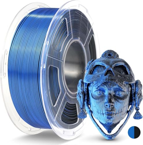 JAYO Silk PLA Filament 1.75mm 1.1kg, Dual-Color PLA Schwarz/Blau | Seidenglanz & Einfach zu Drucken, Starke Schichtdeckung, Maßgenauigkeit +/- 0.02 mm Präzision für 3D-Drucker