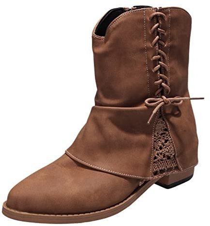 Generico Stivaletti Gomma Adulto Stivali Campagna 41 Stivali con cerniera laterale minimalista per stivaletti da donna Stivali corti Scarpe singole per scarpe casual Scarpe Lavoro Donna S3 (Brown, 40)