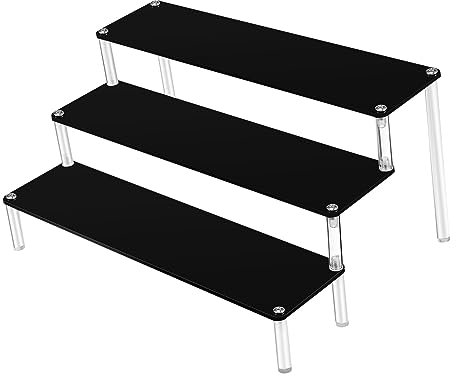 Garneck Figure Display Ladder Acrylic Shelves Three-tier Stand for Perfume Organizer Vanity Display Shelf and Collection