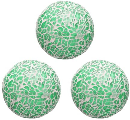 Sourcing Map 3Pcs Decorative Glass Balls 2.36 Inch Orbs Centerpiece for Decor Bowls Vases Dining Table Party, Green