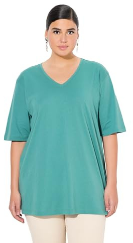 Ulla Popken Damen große Größen Übergrößen Plus Size T-Shirt, V-Ausschnitt, Relaxed, Halbarm