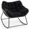 COSTWAY Outdoor Rocking Chair, Oversized Patio Wicker Egg Chair with Thick and Removable Cushion, Rattan Comfy Rocking Lounge Chairs for Living Room, Balcony, Yard & Porch (Black, 100 x 98 x 89 cm)