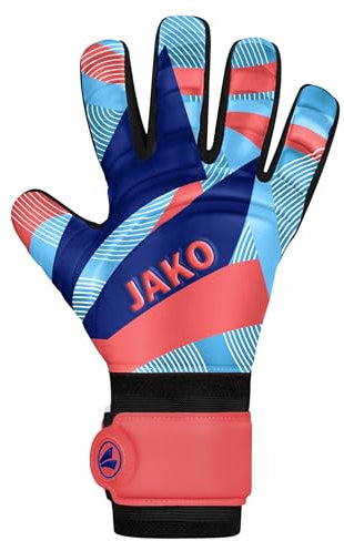 JAKO Unisex Torwart-Handschuhe River Basic Junior RC, Coral/SkyBlue/Navy, 8