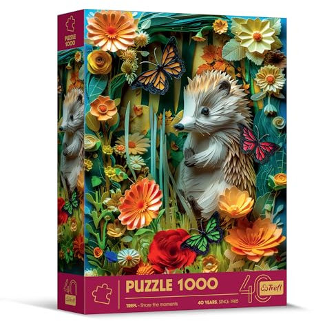 Trefl - Puzzle mit 3D-Effekt, Igel - 1000 Teile - 40 Jahre, Paper Art, Premium-Puzzle für Erwachsene und Kinder ab 14 Jahren