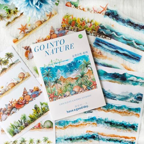 Scrapbook Zubehör,Scrapbook Stickers aus der Kollektion Plants und Natur Für Bullet Journal,Scrapbooking Zubehör, Fotoalbum,Kalender,DIY Crafts,Painting(Seaside Fun)