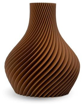NATUMO Design 3D Vase Kunststoff „Bulba“– bruchsichere Blumenvase modern, Deko Vase mit skulpturaler Form (Braun, 18cm)