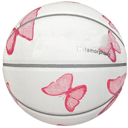 Uonguon Palla da basket per esterni, design professionale a farfalla, 24,5 cm, robusta, strumento di allenamento riutilizzabile per competizioni scolastiche, pratica quotidiana e appassionati di