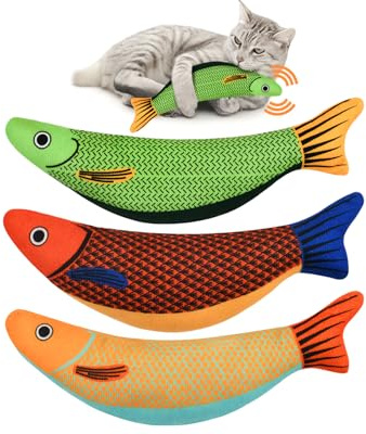 DS. DISTINCTIVE STYLE 3 Pack Catnip Cat Toys with Subtle Sound - Kicker & Interactive Fish Shapes for Kittens and Adult Cats
