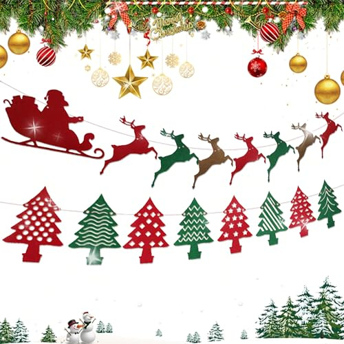 Weihnachts dekorationen Hängende Wimpel Girlande Weihnachten Hängende | Weihnachts dekorationen Hängende Wimpel Girlande Weihnachten Hängende Papierbanner Wimpel Girlande für Weihnachten Fenster