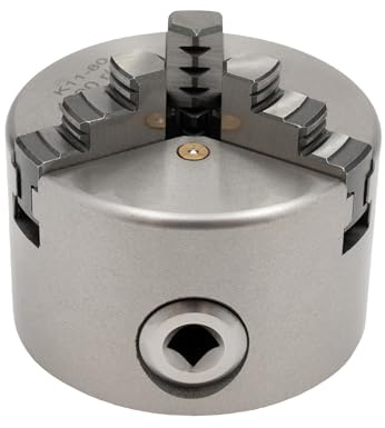 JJsdwin Mandrin de tour 80 mm, mandrin à 4 mors auto-centrant avec clé Chuck, 3 mandrins de mors pour machines-outils et machines-outils CNC