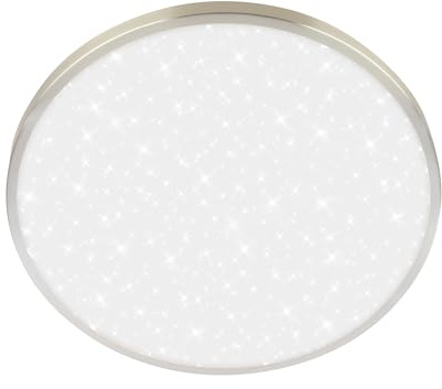 BRILONER - LED Deckenlampe mit Dekorblende, Sternenhimmel, neutralweiße Lichtfarbe, LED Lampe, LED Deckenleuchte, Wohnzimmerlampe, Küchenlampe, Deckenbeleuchtung, Flurlampe, 33 x 6 cm, Nickel-matt
