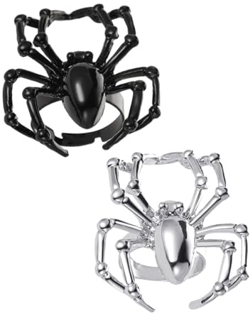 Milisten Halloween Spinnenring 2 Stück Flexibler Ring aus Robustem Legierungsmaterial Schwarz und Gold Glänzende Oberfläche Unisex Halloween Dekoration