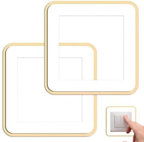 Placche di copertura per interruttore della luce, 2 pezzi, in acrilico, per interruttori UK 86 x 86 mm, autoadesive, bianche, piastra decorativa da parete per la decorazione della casa