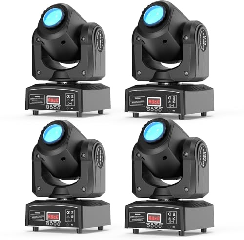 50W Beam Moving Head LED Partylicht mit 8 Farben 8 Muster, Mini RGBW Disco Bühnenlicht dmx512 Lichteffekt Wash Sprachsteuerung für DJ Bar Hochzeit Weihnacht Scheinwerfer 4PCS