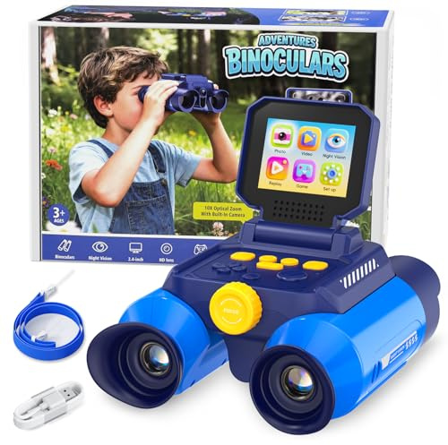 OAEBLLE Binocolo Bambini 10x25 con Fotocamera Foreste e Safari – Blu Scuro