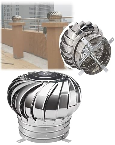 Rejilla de ventilación de techo de acero inoxidable – Turbina eólica giratoria, ventilación de ático, tapa de escape de chimenea resistente a la intemperie para uso doméstico e industrial